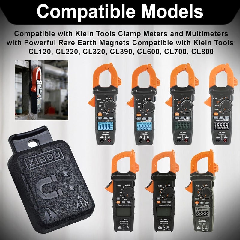 ZIBOO 69445 Magnetic Hanger Compatible with Klein Tools Clamp Meters and Multimeters with Powerful Rare Earth Magnets Compatible with Klein Tools CL120, CL220, CL320, CL390, CL600, CL700, CL800 - Image 2